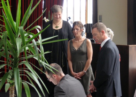 Signing the marriage certificate