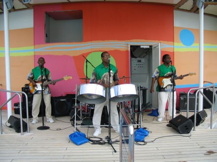 Steel drums by the pool