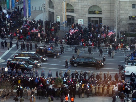 The Secret Service close behind