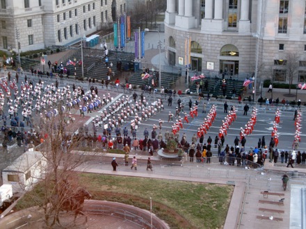 Most spectators left once the President passed by