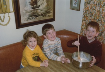 Patti, Jim & Rob making heart cake