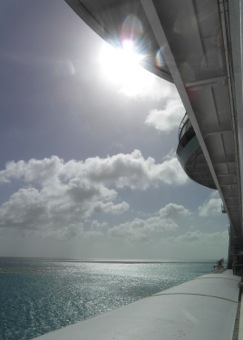 Side of the ship. The bulge above is the hot tub.