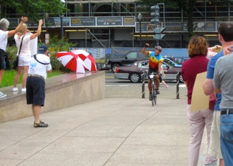 The first cyclist arrives