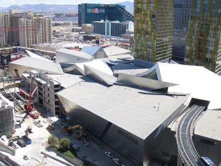 roof of Crystals shopping mall is just as angular as the front