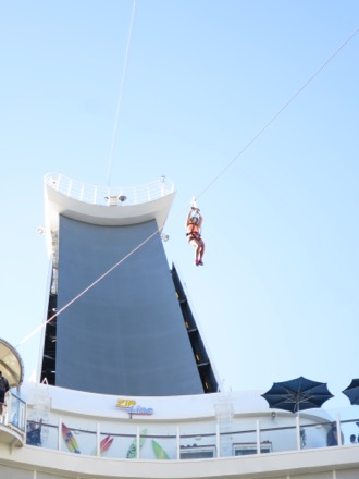 Zipline over the Boardwalk neighborhood of the ship