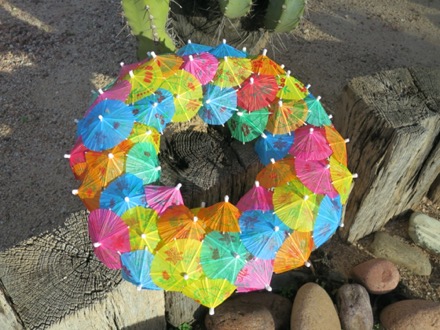 In 2018, I surprised her by making a paper umbrella wreath for Christmas.