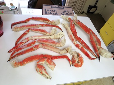 Dad re-assembling the king crab