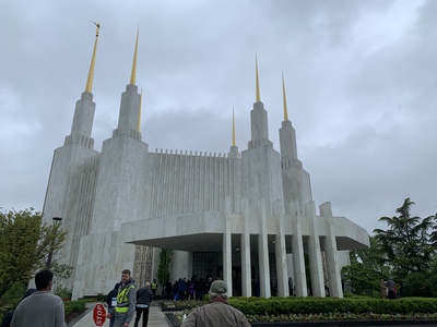 Walking into the temple.