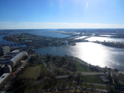 South is the Jefferson Memorial.