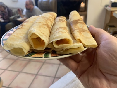 Zorka joked that I had to eat 25 crepes. Close.