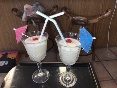 I made pina coladas when we got home. An appropriate use of paper umbrellas.