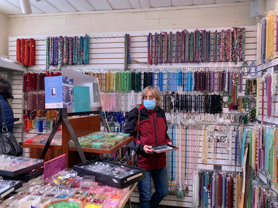 Karen going crazy for beads