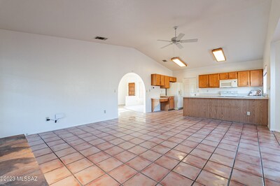 Family room looking toward the garage door