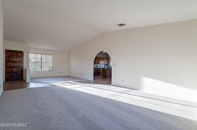 Living room looking toward the kitchen