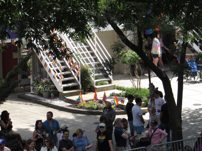 Across the street, they are having Pride party