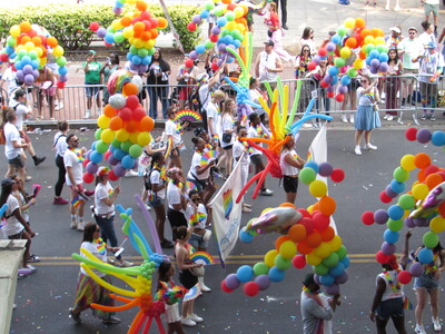 An explosion of balloon color