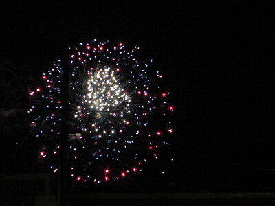 There was a fireworks show in Hyannis. Traffic was bad and we gave up on seeing it, but then we got a great view from the CVS parking lot!