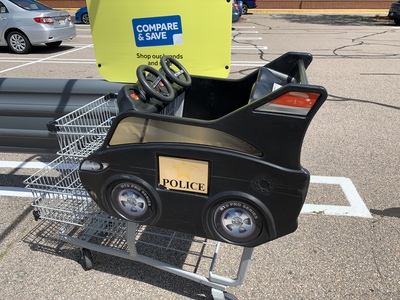Fun shopping cart at the grocery store