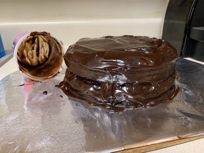 Frosted chocolate cake